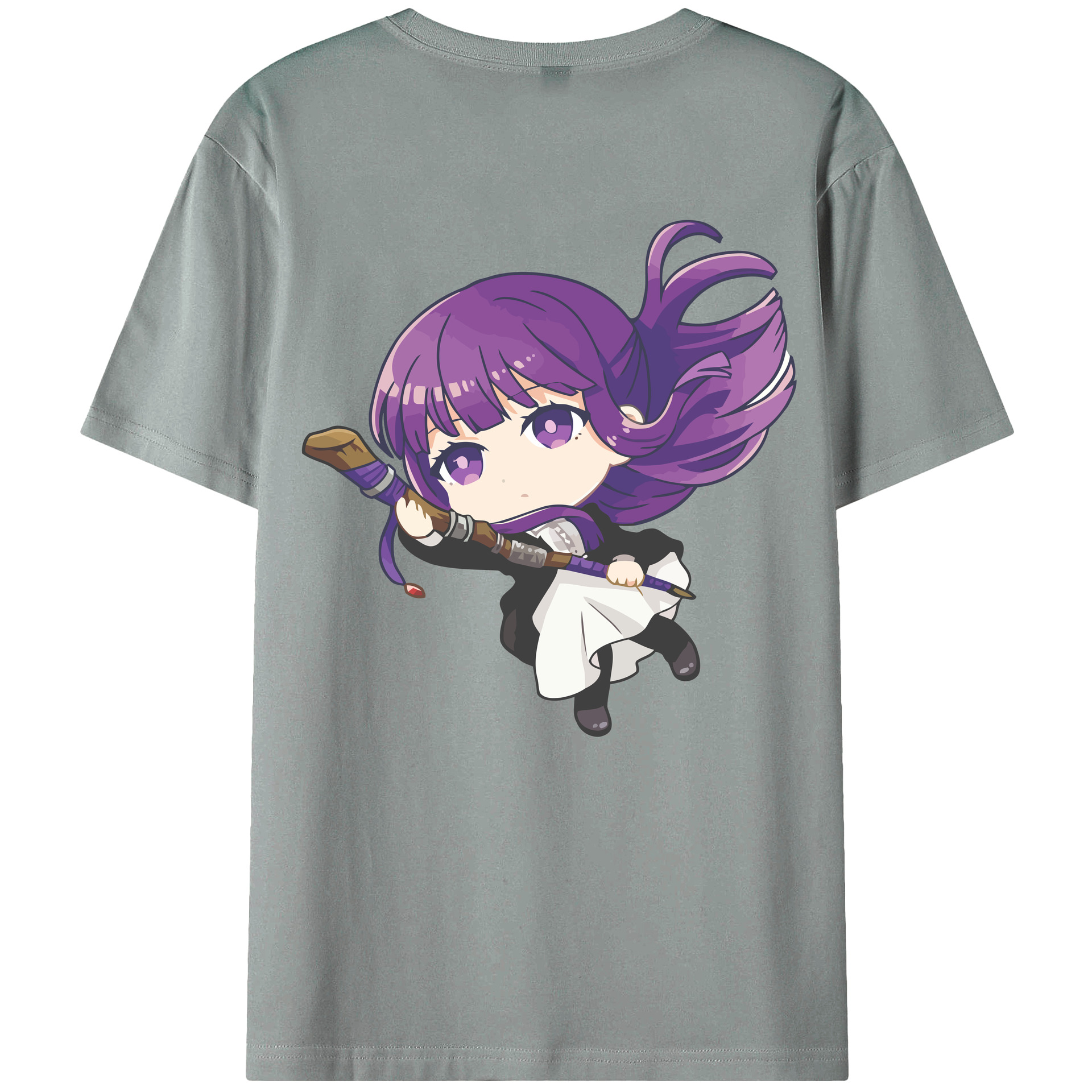 （画像用） 葬送のフリーレン Frieren 綿100％ メンズ半袖Tシャツ（バックプリント） 通気性